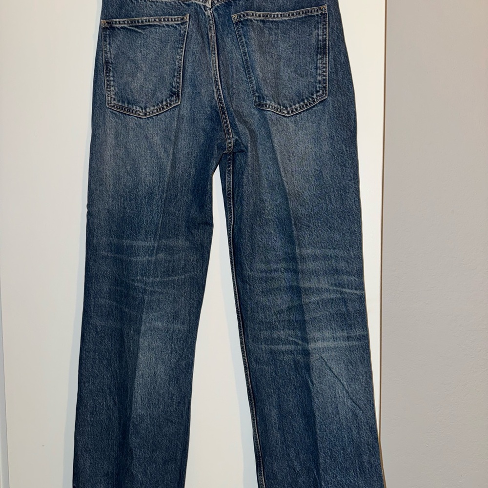 NWOT Zara High Rise Wide Leg Raw Hem Jeans - Picture 6 of 7